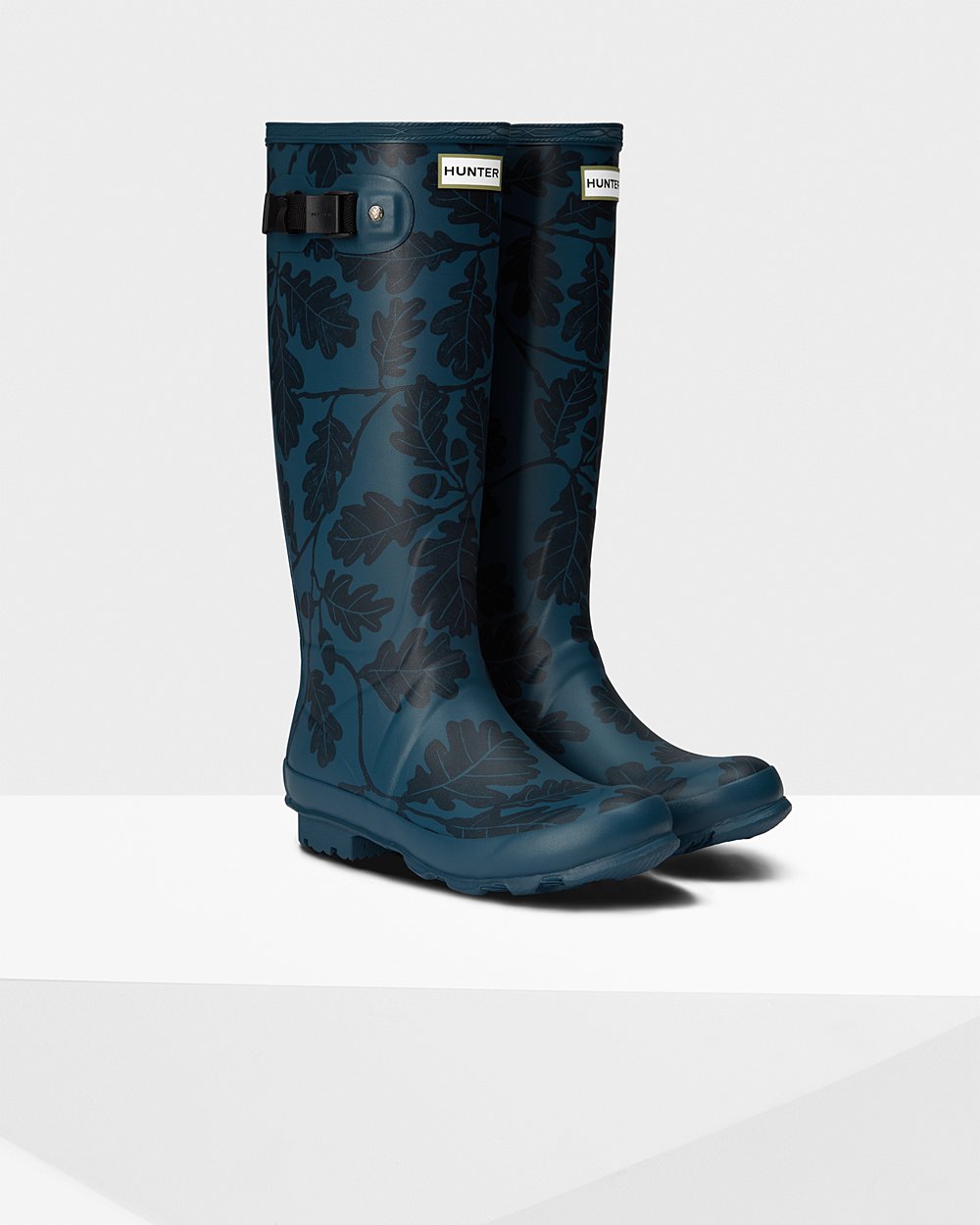 Womens Hunter Tall Rain Boots Blue - National Trust Print Norris Field - 7841960-CL